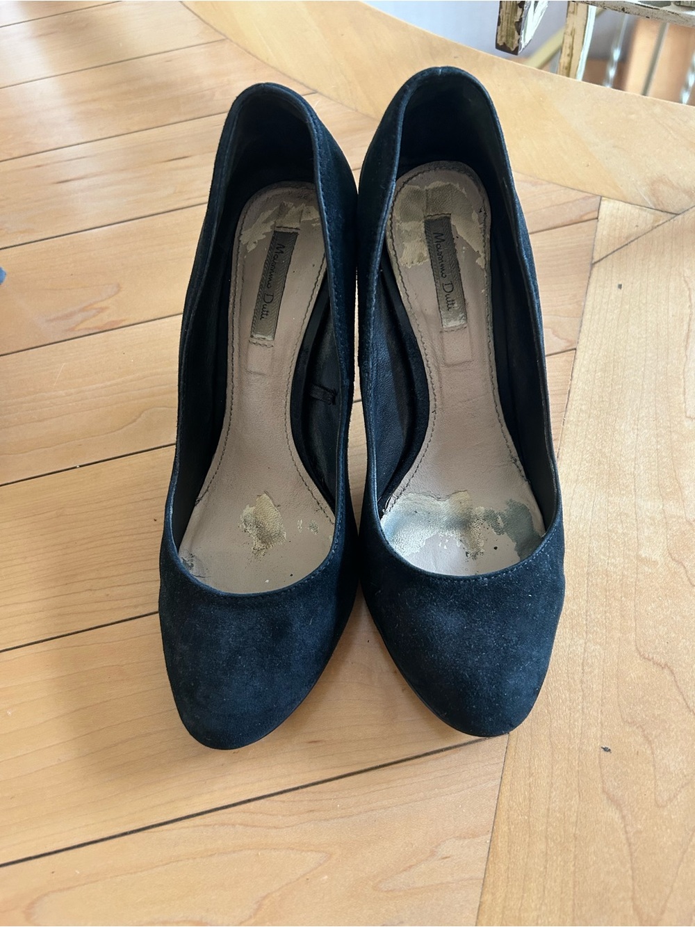 Massimo Dutti 37 Black Women's Suede Classic Pump